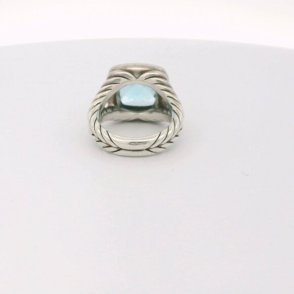 David Yurman Sterling Albion Blue Topaz Diamond Ring - Size 5.5 - Picture 2 of 4